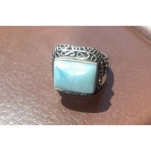 Sterling Silver 925 & Blue Stone Designer BBJ Ring Size 8